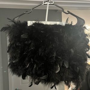 Feathered Strapless Bandeau Top